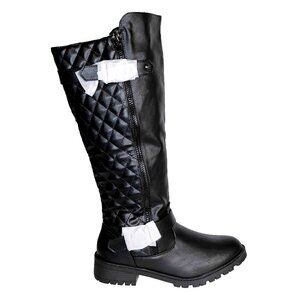Amazing Room of Fashion Black Lug Sole Knee High "Porto" Moto Boot Size 8WC NWB